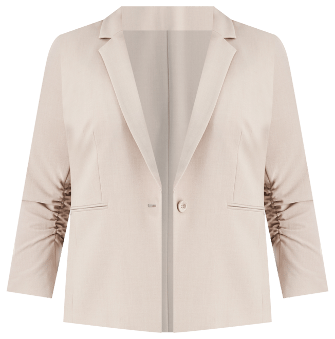Plus Size Notched Collar Ruched-Sleeve Blazer