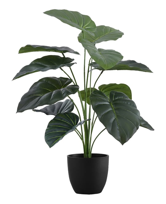 24" Indoor Artificial Alocasia Plant with Decorative Black Pot