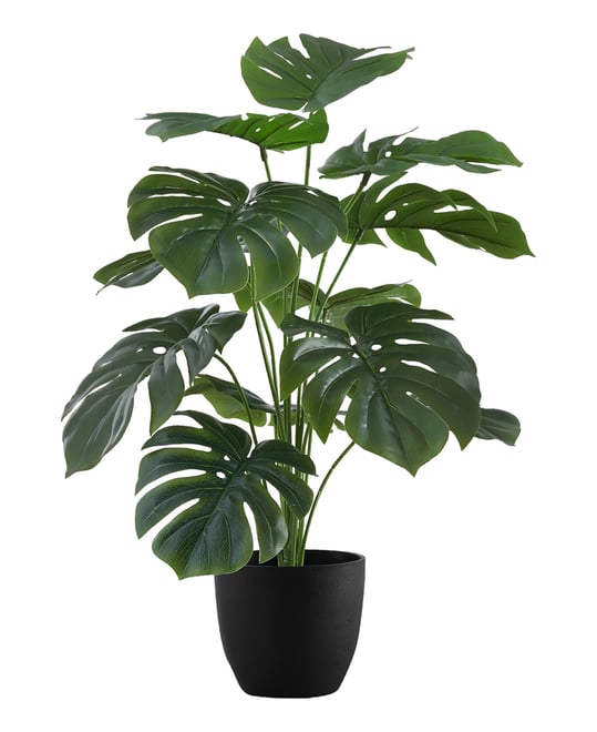 24" Indoor Artificial Monstera Plant with Decorative Black Pot