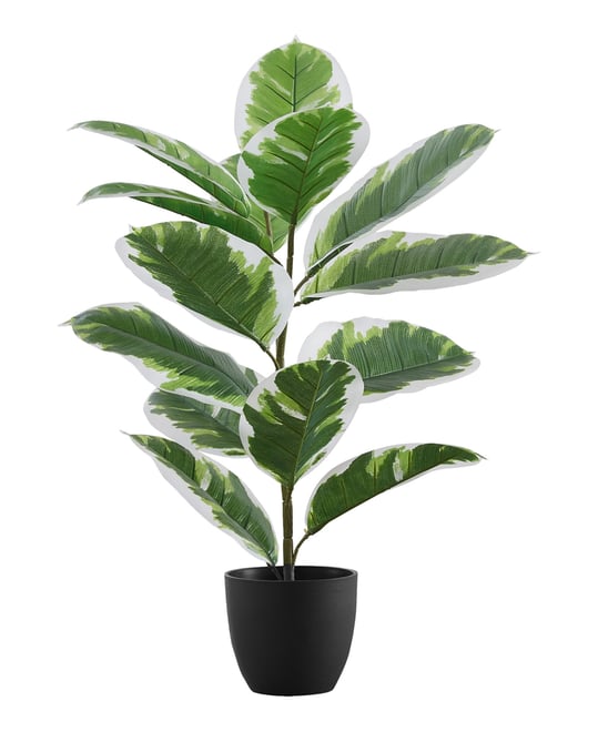 27" Indoor Artificial Rubber Plant with Decorative Black Pot