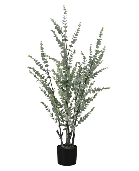 44" Indoor Artificial Floor Eucalyptus Tree with Black Pot