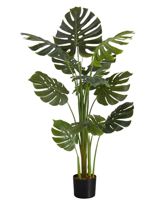 55" Indoor Artificial Floor Monstera Tree with Black Pot