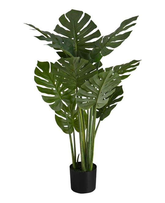 45" Indoor Artificial Floor Monstera Tree with Black Pot