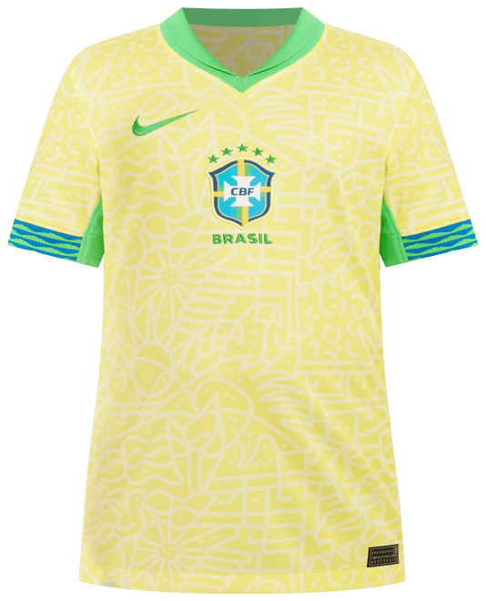 Brasil local 2024 Stadium Jersey de fútbol Nike Dri-FIT Replica para niños talla grande