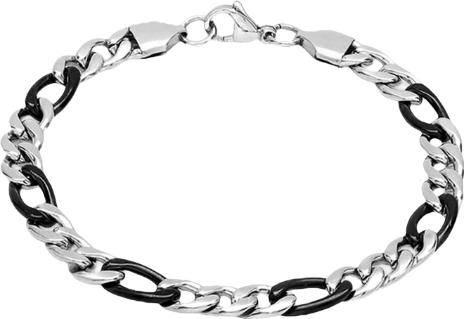 Men's Two-Tone Stainless Steel Figaro Link Chain Bracelet