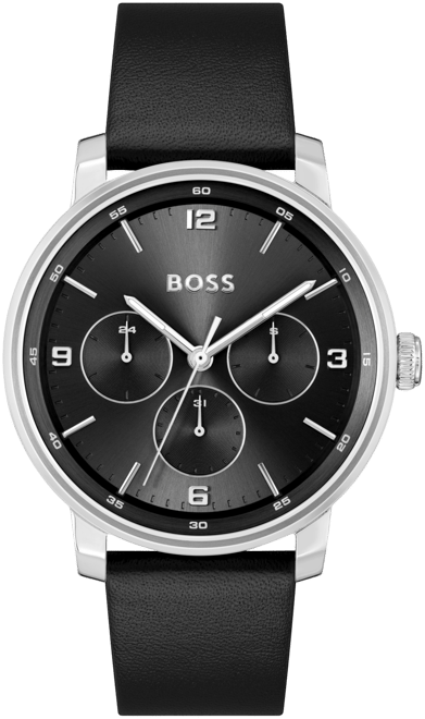 Hugo Boss Men's Contender Quartz Multifunction Black Leather