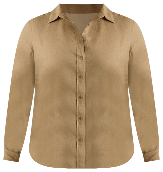 Plus Size 100% Linen Roll-Tab Shirt