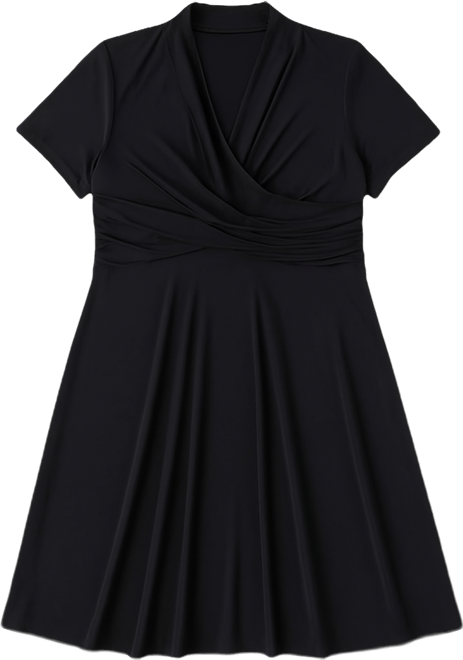 Plus Size Short Sleeve Rouched Wrap Dress