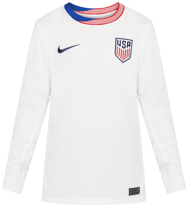 USWNT 2024 Stadium Home Big Kids' Nike Dri-FIT Soccer Long-Sleeve Replica Jersey