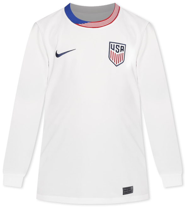 Selección nacional de fútbol femenino de Estados Unidos local 2024 Stadium Jersey de fútbol de manga larga Nike Dri-FIT replica para niños talla grande