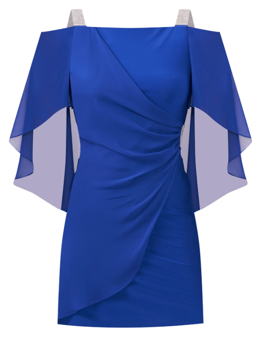 Petite Ruched Cape Dress