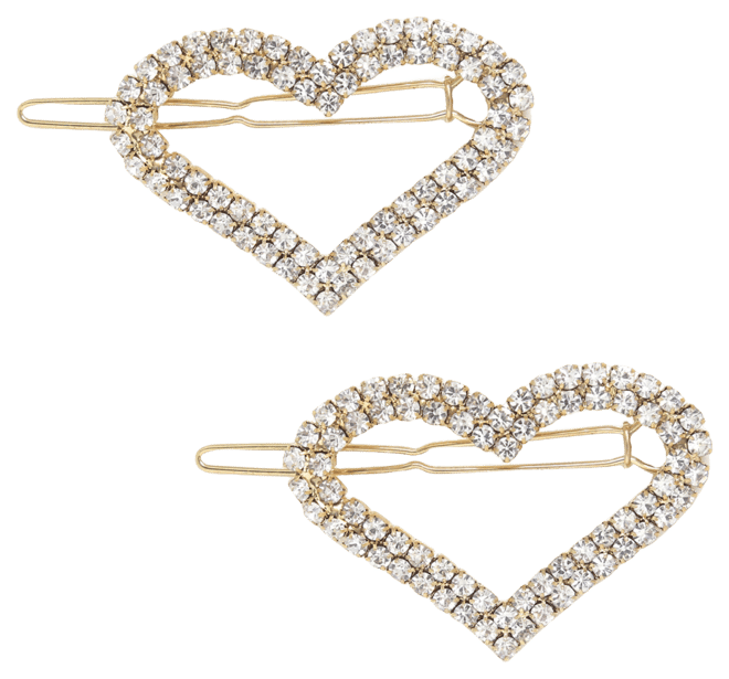 Aphrodite Heart Crystal Barrette Set