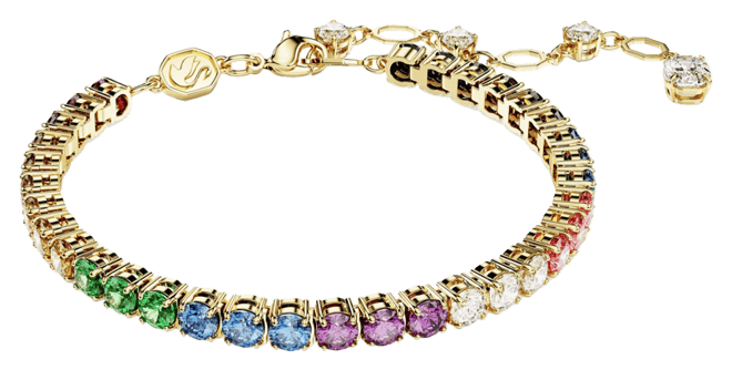 Multicolored Round Cut Gold-Tone Plated Matrix Bracelet
