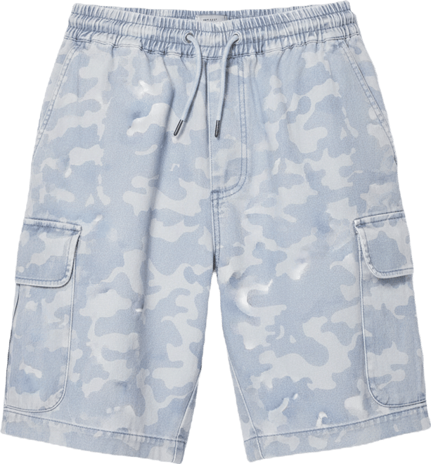 Men's Tonal Camouflage Drawstring Denim Cargo Shorts