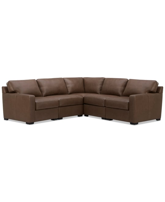 Radley 101" 5-Pc. Leather Square Corner L Shape Modular Sectional, Created for Macy's