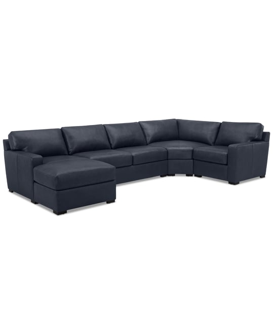 Radley 148" 4-Pc. Leather Wedge Modular Chaise Sectional, Created for Macy's