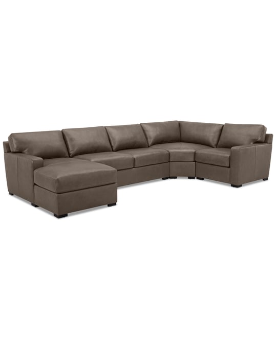 Radley 148" 4-Pc. Leather Wedge Modular Chaise Sectional, Created for Macy's