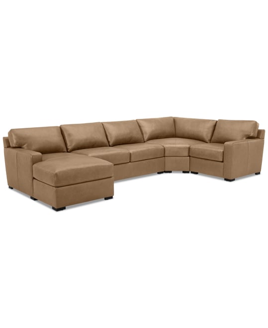 Radley 148" 4-Pc. Leather Wedge Modular Chaise Sectional, Created for Macy's