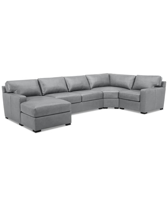 Radley 148" 4-Pc. Leather Wedge Modular Chaise Sectional, Created for Macy's