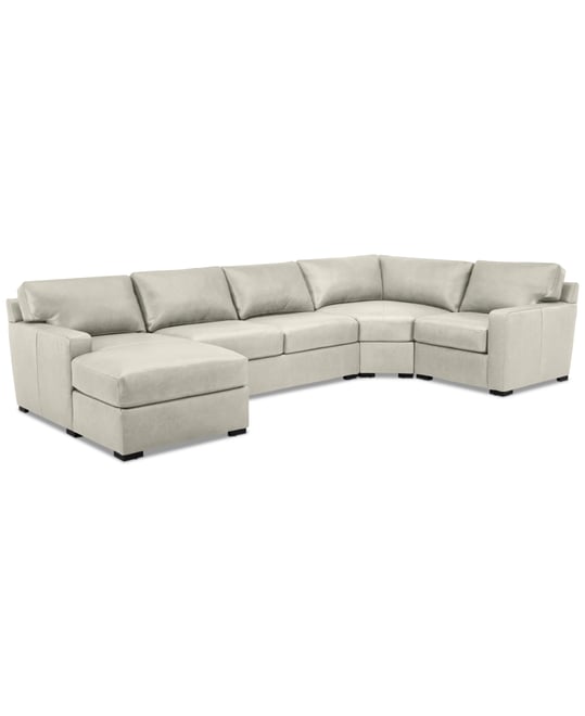 Radley 148" 4-Pc. Leather Wedge Modular Chaise Sectional, Created for Macy's