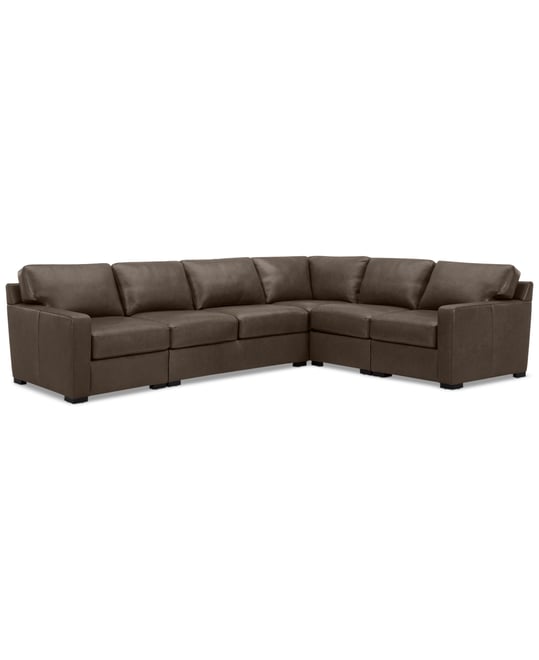 Radley 136" 5-Pc. Leather Square Corner L Shape Modular Sectional