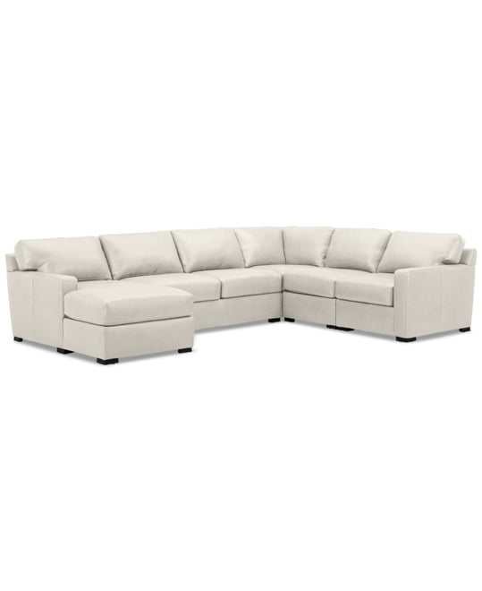 Radley 136" 5-Pc. Leather Square Corner Modular Chase Sectional, Created for Macy's