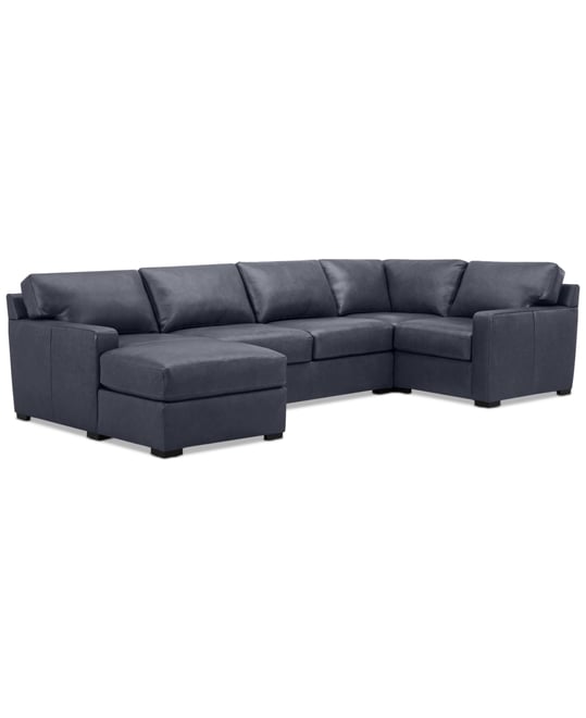 Radley 136" 4-Pc. Leather Square Corner Modular Chaise Sectional, Created for Macy's