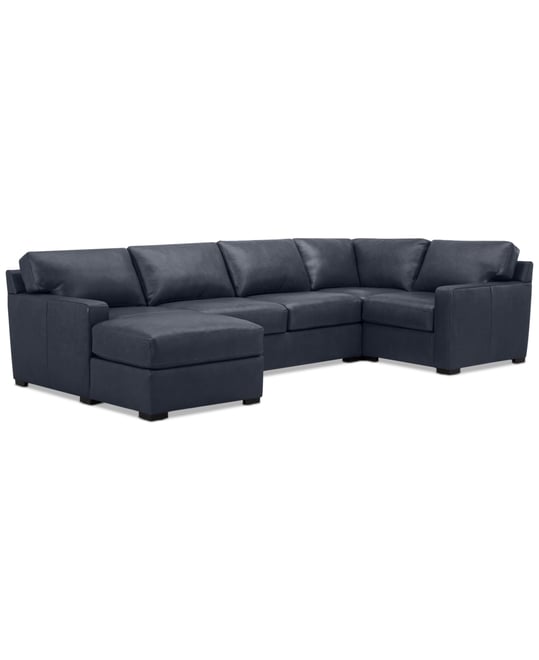 Radley 136" 4-Pc. Leather Square Corner Modular Chaise Sectional, Created for Macy's