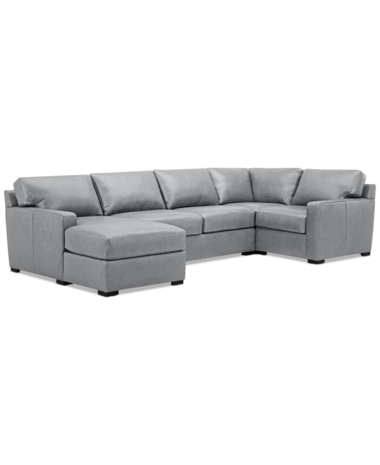 Radley 136" 4-Pc. Leather Square Corner Modular Chaise Sectional, Created for Macy's