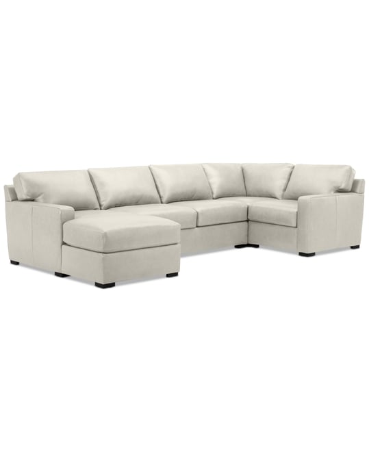 Radley 136" 4-Pc. Leather Square Corner Modular Chaise Sectional, Created for Macy's