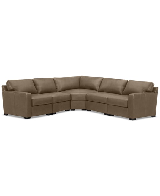 Radley 113" 5-Pc. Leather Wedge L Shape Modular Sectional, Created for Macy's