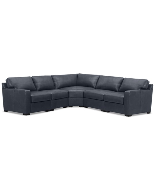 Radley 113" 5-Pc. Leather Wedge L Shape Modular Sectional, Created for Macy's
