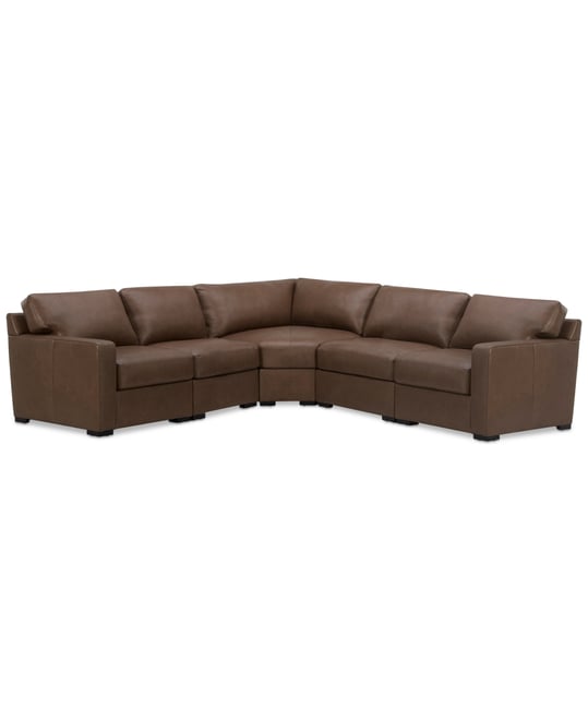 Radley 113" 5-Pc. Leather Wedge L Shape Modular Sectional, Created for Macy's