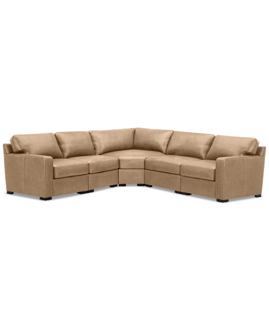 Radley 113" 5-Pc. Leather Wedge L Shape Modular Sectional, Created for Macy's