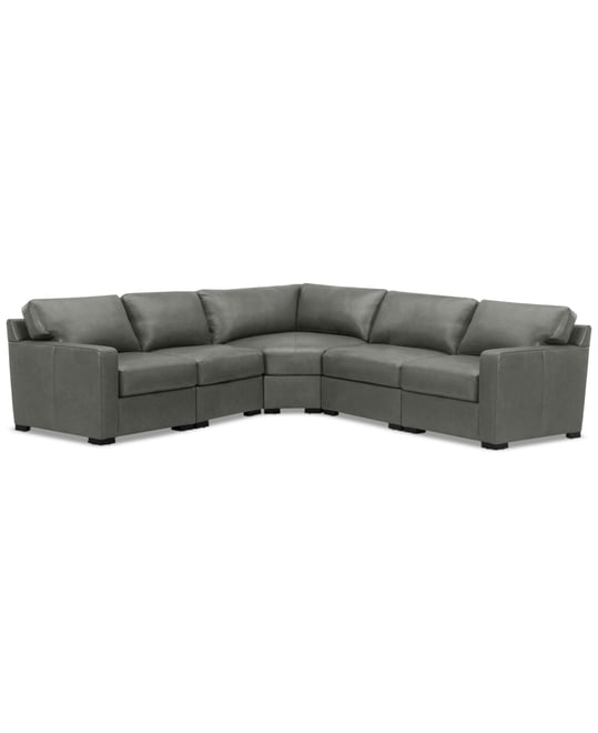 Radley 113" 5-Pc. Leather Wedge L Shape Modular Sectional, Created for Macy's