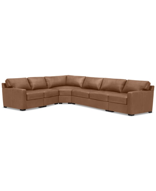 Radley 148" 5-Pc. Leather Wedge L Shape Modular Sectional, Created for Macy's