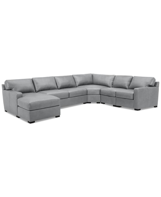 Radley 148" 5-Pc. Leather Wedge Modular Chase Sectional, Created for Macy's