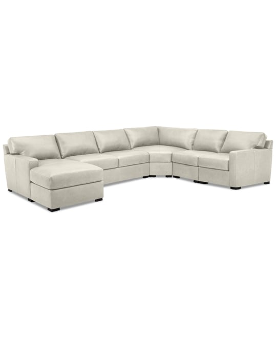 Radley 148" 5-Pc. Leather Wedge Modular Chase Sectional, Created for Macy's