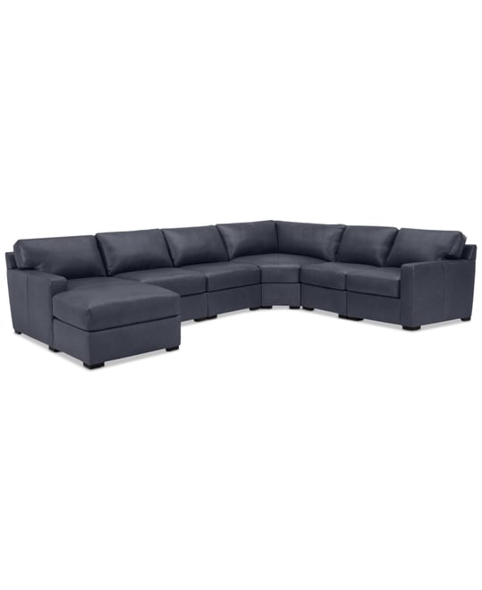 Radley 141" 6-Pc. Leather Wedge Modular Chaise Sectional, Created for Macy's