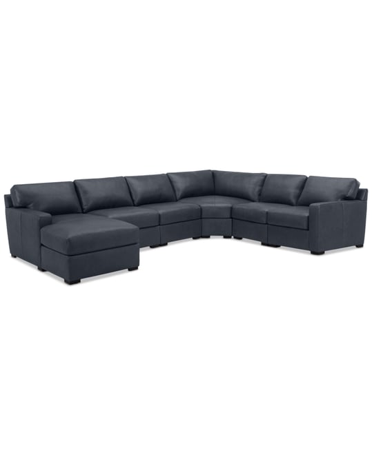 Radley 141" 6-Pc. Leather Wedge Modular Chaise Sectional, Created for Macy's