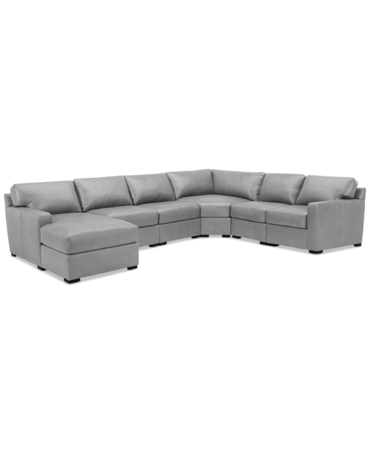 Radley 141" 6-Pc. Leather Wedge Modular Chaise Sectional, Created for Macy's