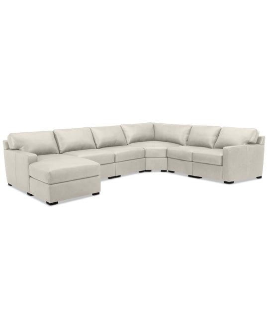 Radley 141" 6-Pc. Leather Wedge Modular Chaise Sectional, Created for Macy's