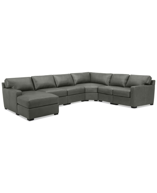 Radley 141" 6-Pc. Leather Wedge Modular Chaise Sectional, Created for Macy's