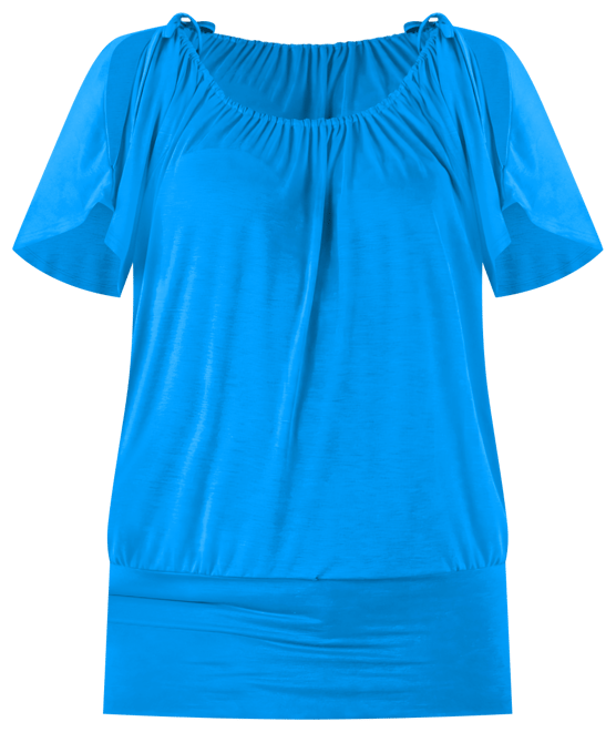 Plus Size Short Sleeve Split Shoulder Top