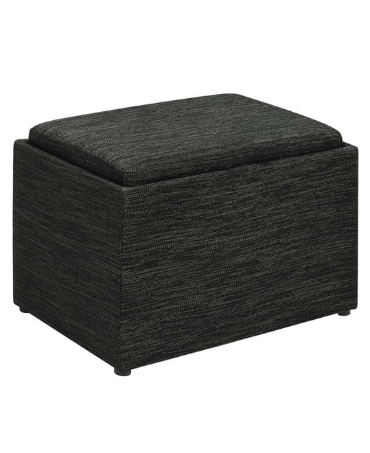 22.75" Faux Linen Accent Storage Ottoman with Tray