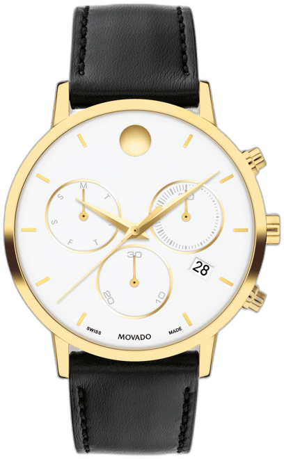 Movado men's museum watch with leather strap best sale