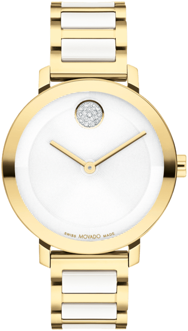 Movado Women's Swiss Bold Evolution 2.0 White Ceramic & Gold Ion