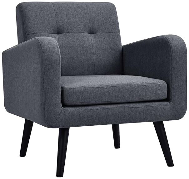 Modern Upholstered Comfy Accent Chair Single Sofa with Rubber Wood Legs