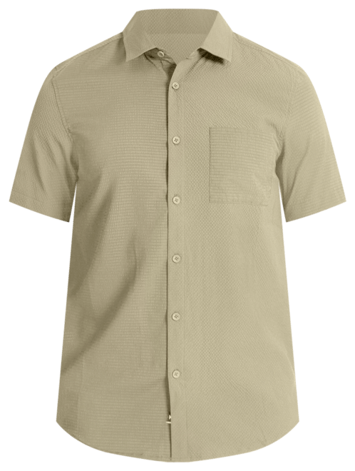 Men's Slim Fit Short-Sleeve Mixed Media Sport Shirt