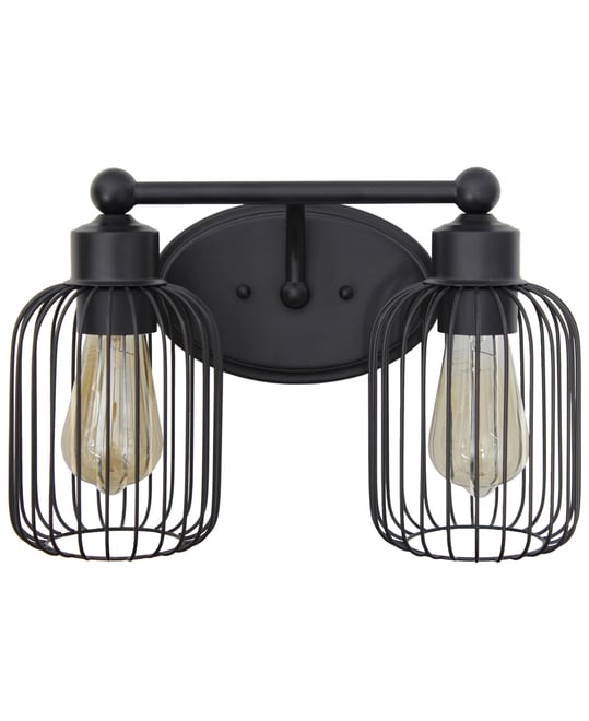 Ironhouse Two Light Industrial Decorative Cage Vanity Uplight Downlight Wall Mounted Fixture